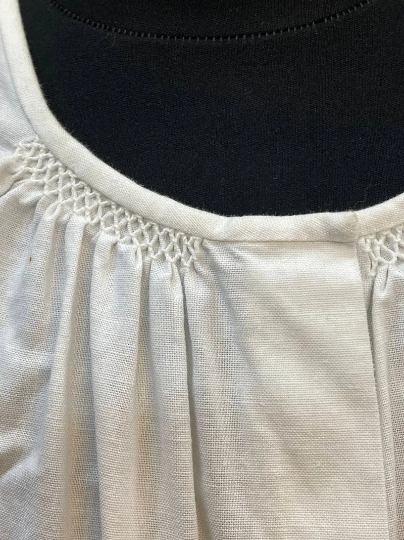 Vintage Dirndlbluse weiß - Häkelbündchen, Gr. 44