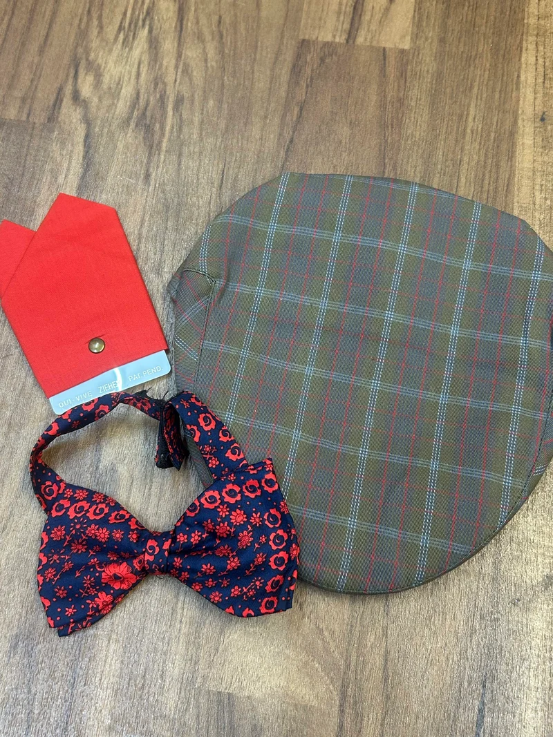 Vintage Accessoires Herren Set – Schiebermütze Gr. 57, Fliege & Einstecktuch