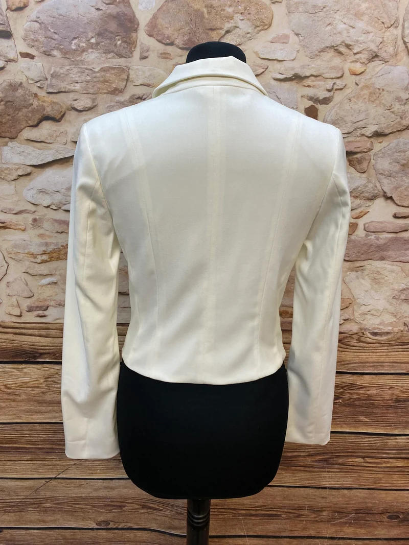 Blazer Damen Vintage Cremeweiß Kurzjacke Größe 34