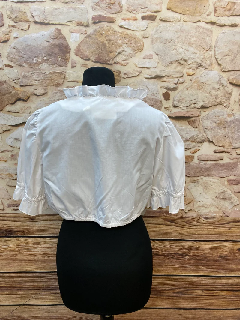 Dirndlbluse weiß - Edel Herz – Rüschenkragen, Gr. 44