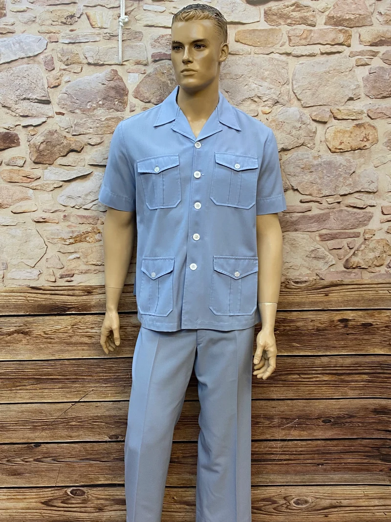 Vintage Herren Sommeranzug Blau, Gr. 50 – Albarattys Santa Cruz