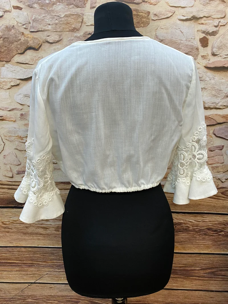Vintage Dirndlbluse creme – 1980er Jahre, Gr.42
