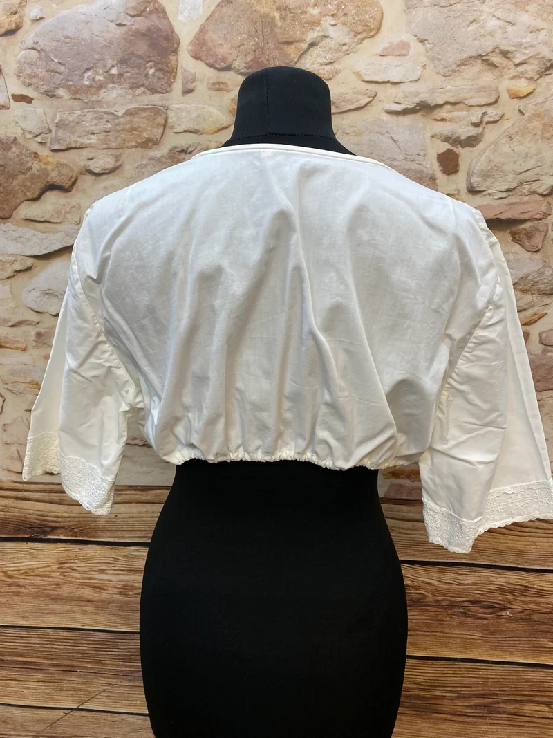 Vintage Dirndlbluse weiß - 1980er Jahre, Gr. 46
