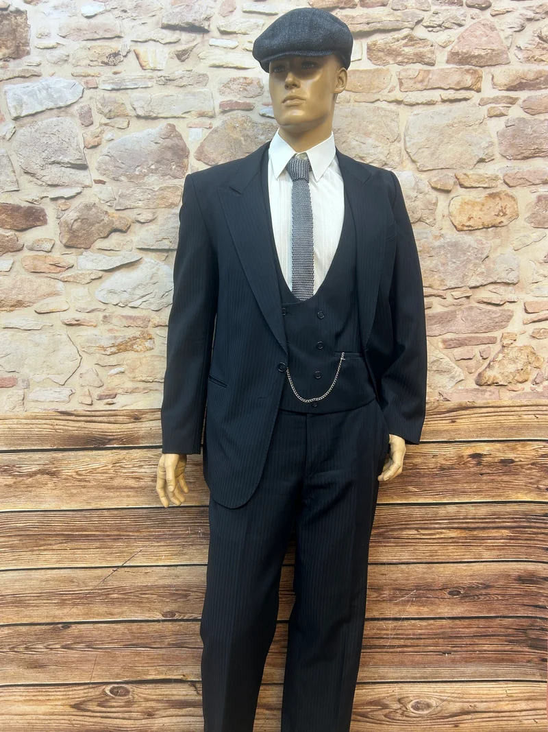 Vintage Nadelstreifen-Anzug - Schurwolle – 1920er Stil - Gr. 50, Komplett-Outfit