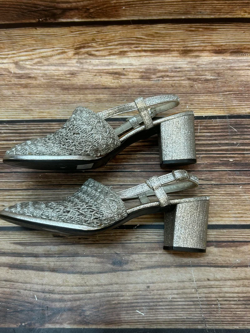 Vintage-Schuhe Slingpumps Silber – Echtleder