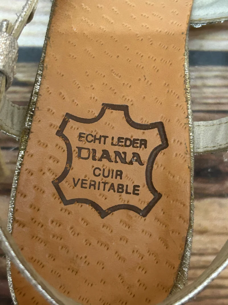 Vintage-Schuhe Slingpumps Silber – Echtleder