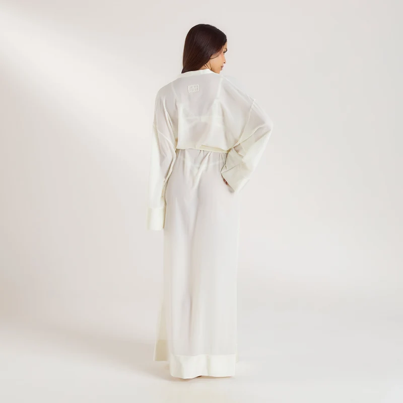 Chiffon Maxi Robe - Crèmefarben