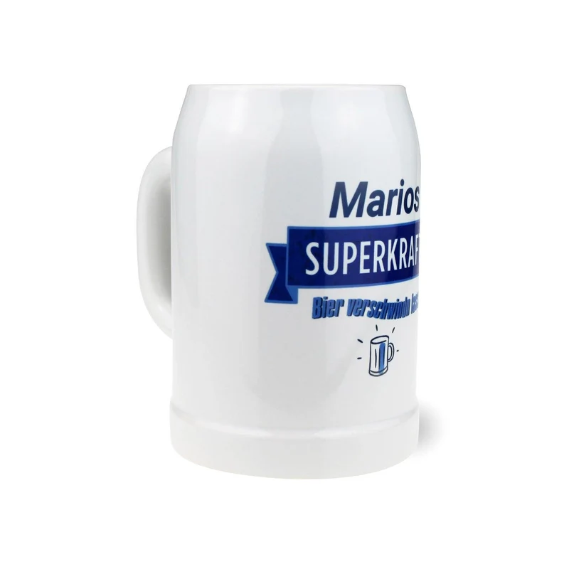 Bierkrug "Superkraft" mit Wunschname