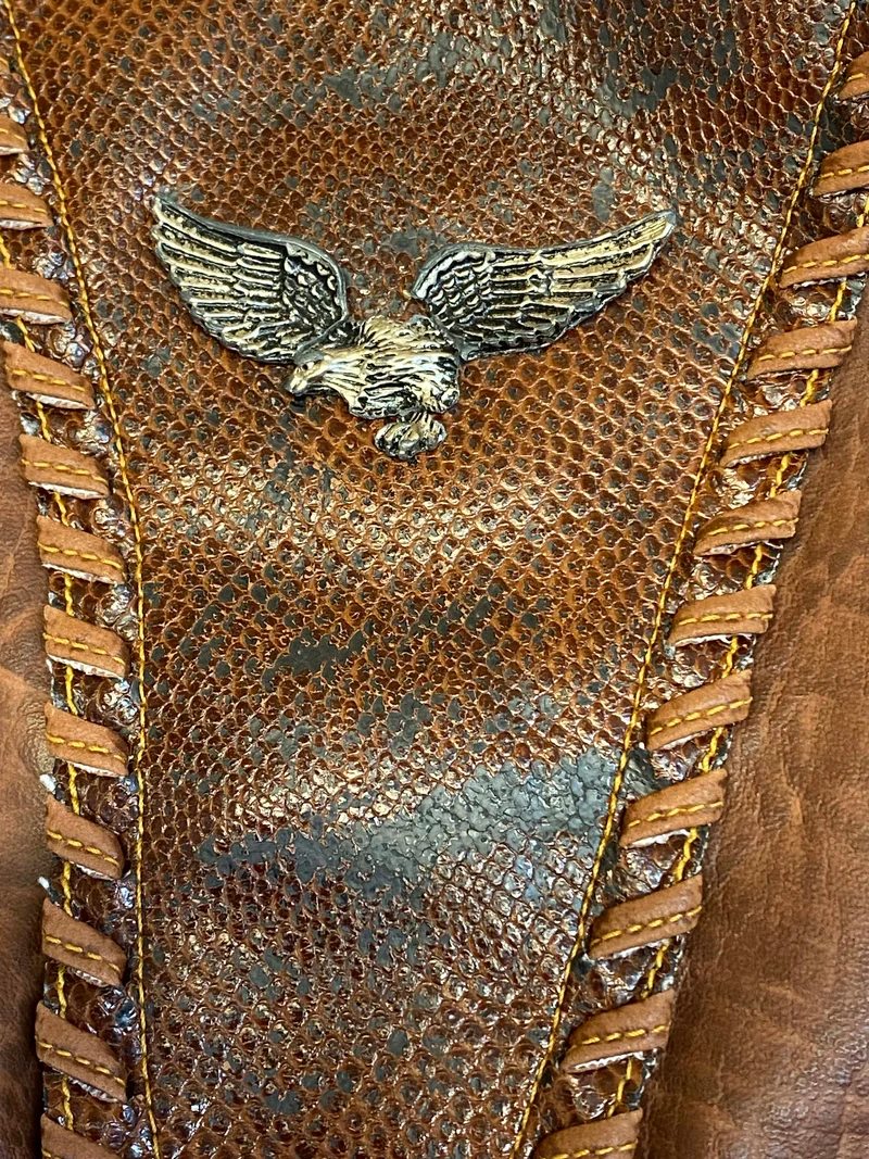 Vintage Westernhemd Herren Denim Adler Lederapplikationen Gr.