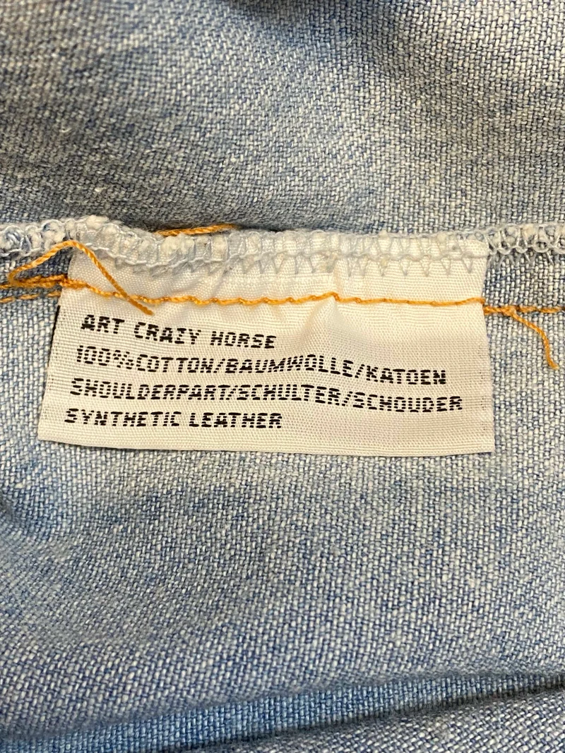 Vintage Westernhemd Herren Denim Fransen Lederapplikationen 80er/90er Gr. XXL