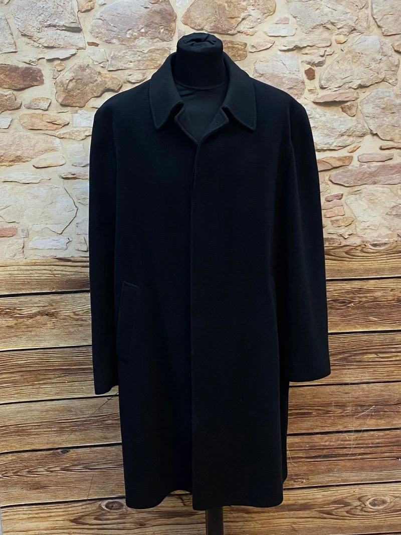 Vintage Wollmantel Herren Schwarz Gr. 54 – britischer 1920er-Jahre-Stil