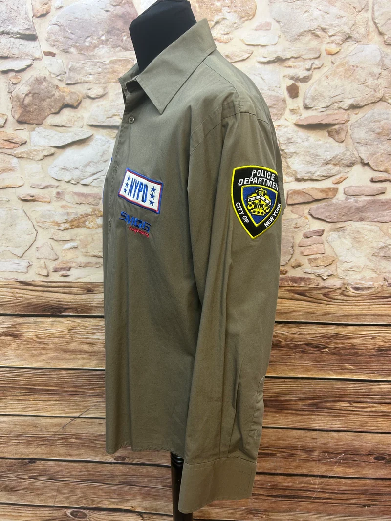 Vintage SWAT Hemd Herren Khaki Größe 50 NYPD Statement