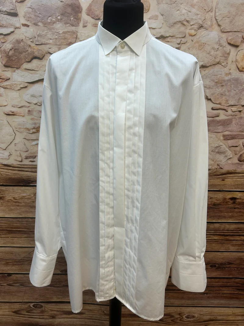Smokinghemd Herren Vintage Weiß Gr. 46