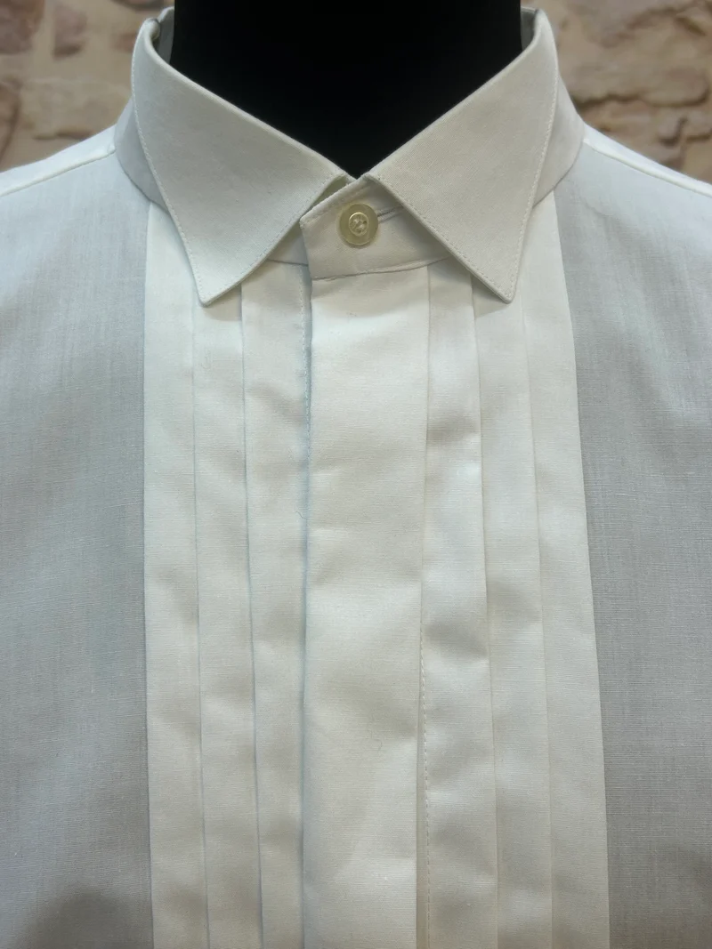 Smokinghemd Herren Vintage Weiß Gr. 46