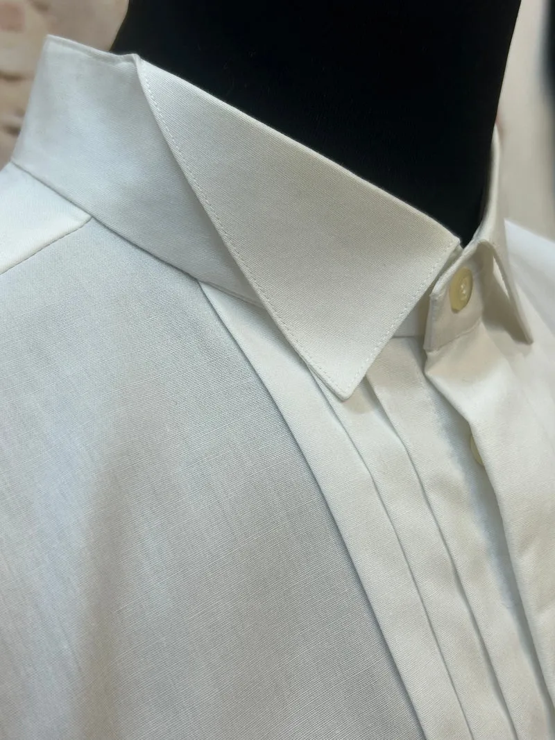 Smokinghemd Herren Vintage Weiß Gr. 46