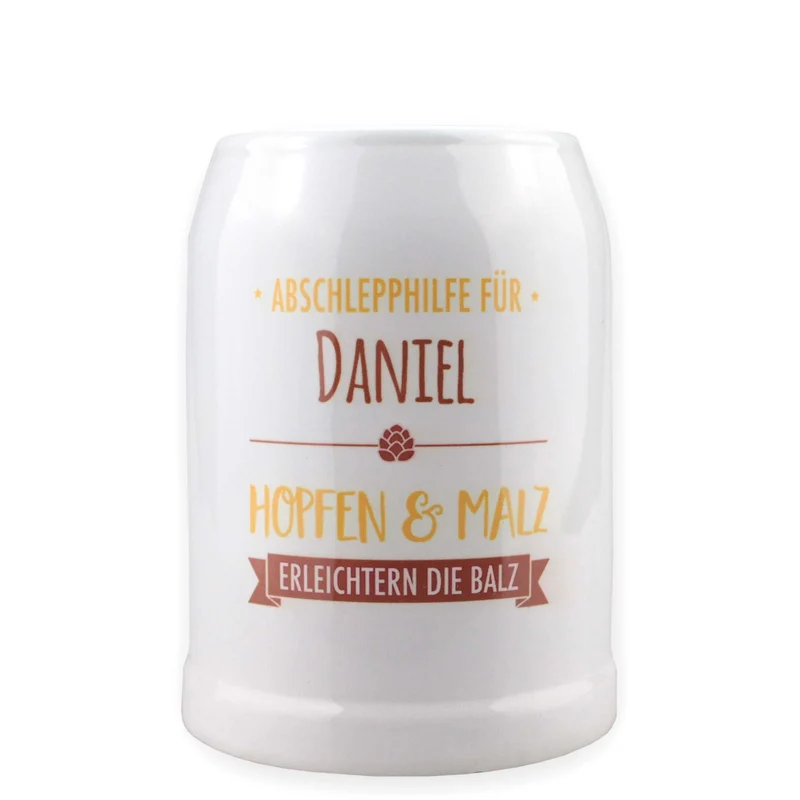 Bierkrug "Abschlepphilfe" mit Namesaufdruck