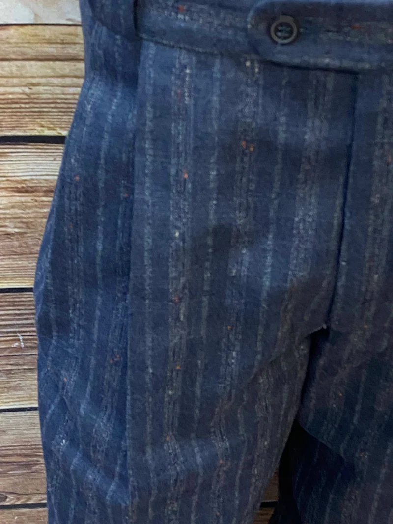 Vintage Bundfaltenhose Streifen Gr. 50 – High Waist Wollhose 80er