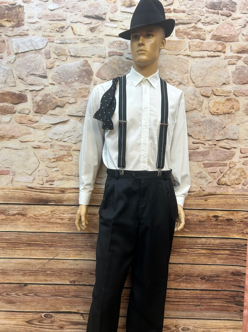 Vintage Herren Anzug Komplettset Größe 56 Schwarz mit Hut – 20er Jahre / 40er Jahre Stil