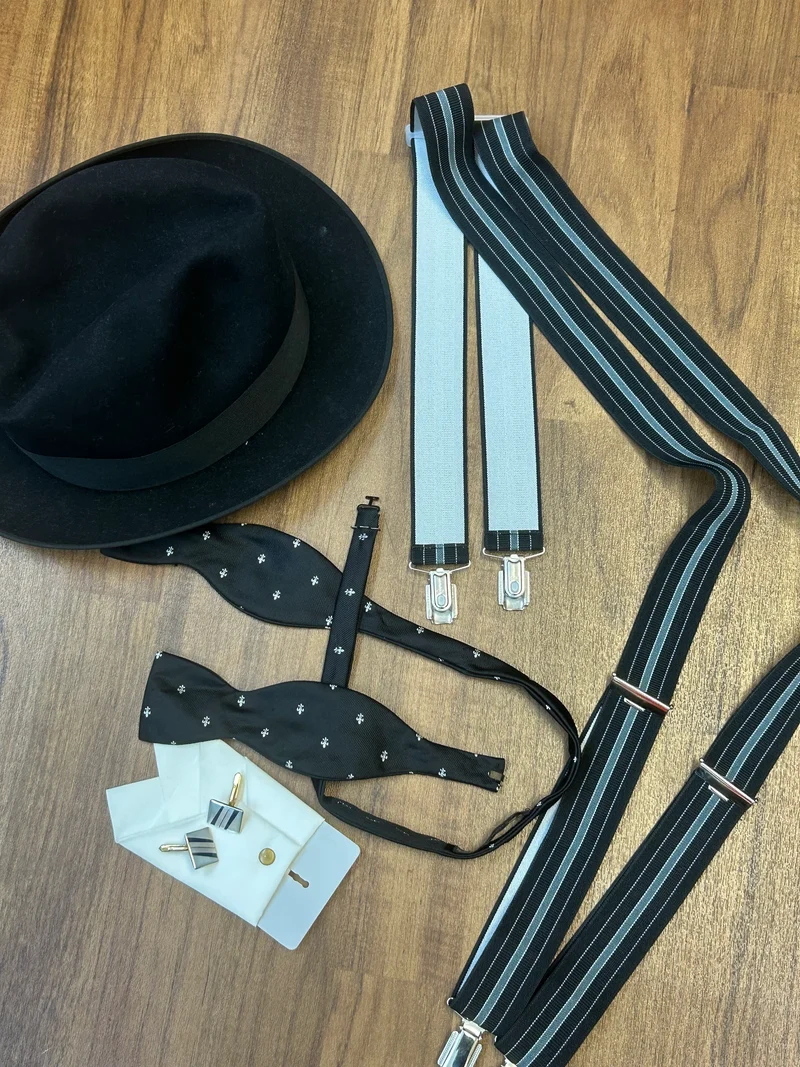 Vintage Herren Anzug Komplettset Größe 56 Schwarz mit Hut – 20er Jahre / 40er Jahre Stil
