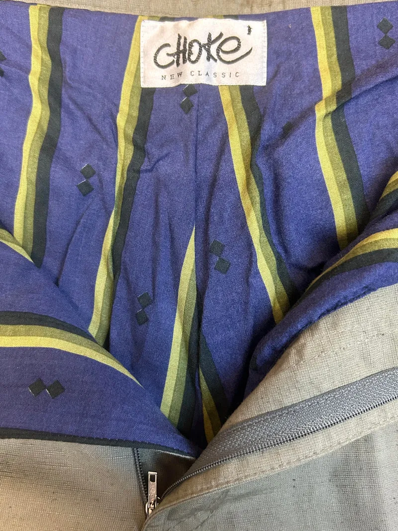 Vintage Bundfaltenhose Herren Gr.102 – Olivgrün High Waist 80er 90er