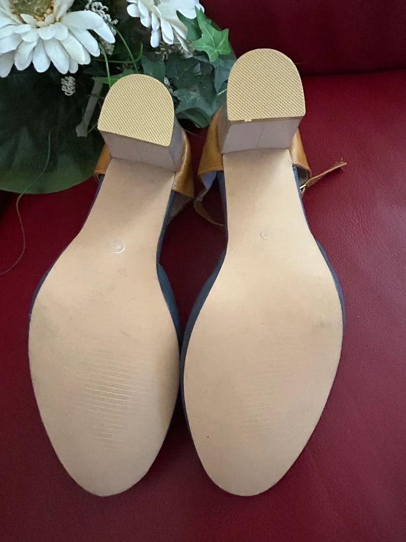 Vintage 20er-Jahre Damen-Tanzschuhe Blau/Braun – Größe 40