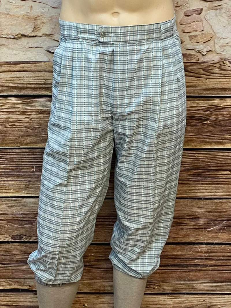 Hellgrau-beige Knickerbocker Hose Herren Gr. 50 – Feines Karo