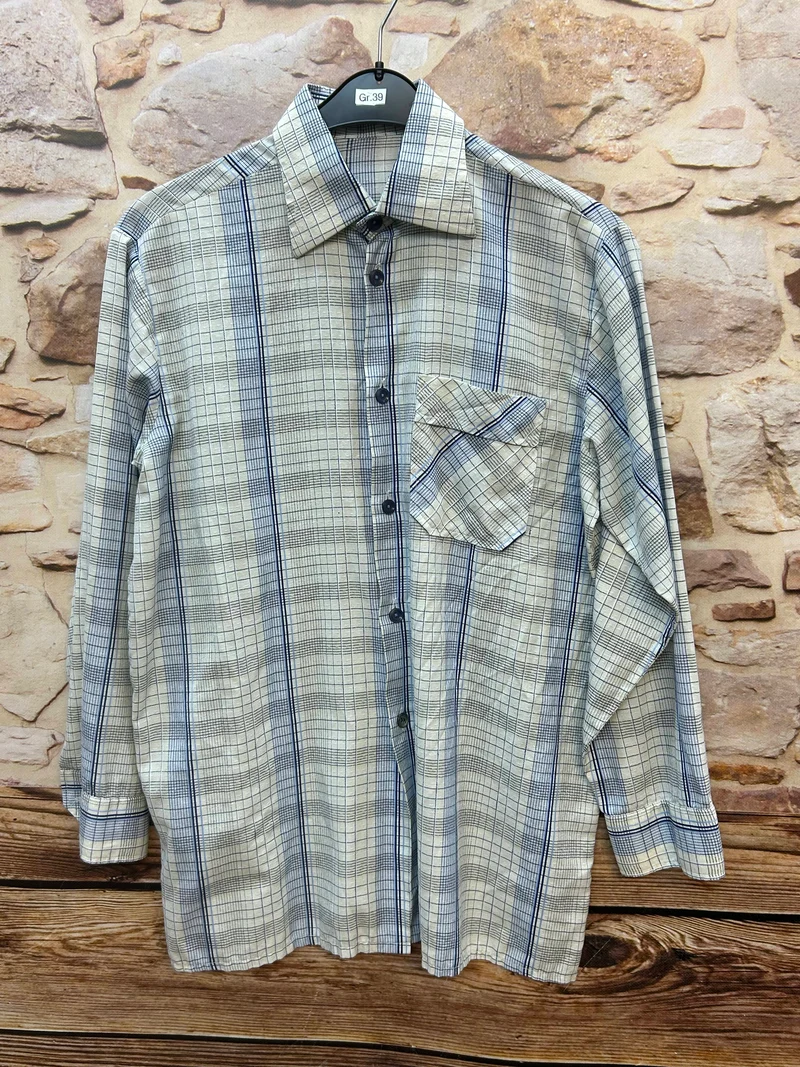 Vintage Hemd Herren 70er DDR Karo Größe 39