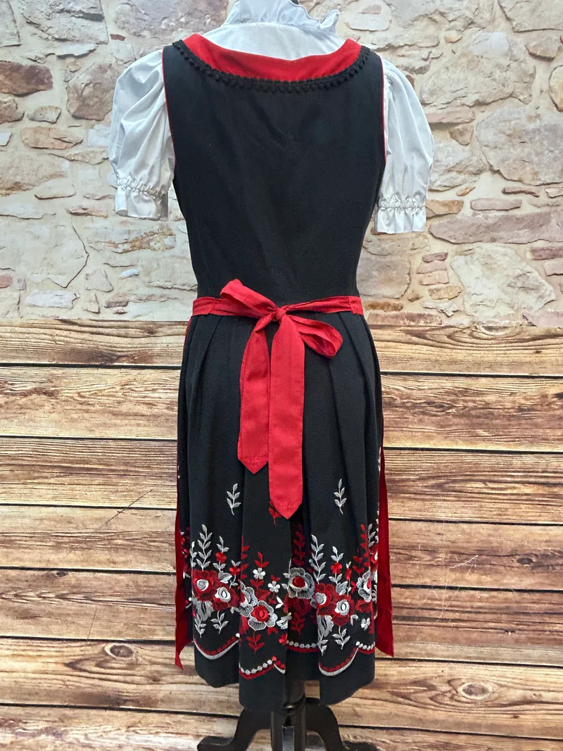 Vintage Dirndl rot schwarz - 3-teilig, Gr. 42/44