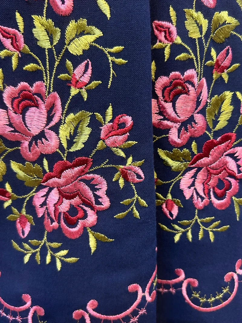 Vintage Dirndl dunkelblau rosa - 3-teilig, Gr. 44