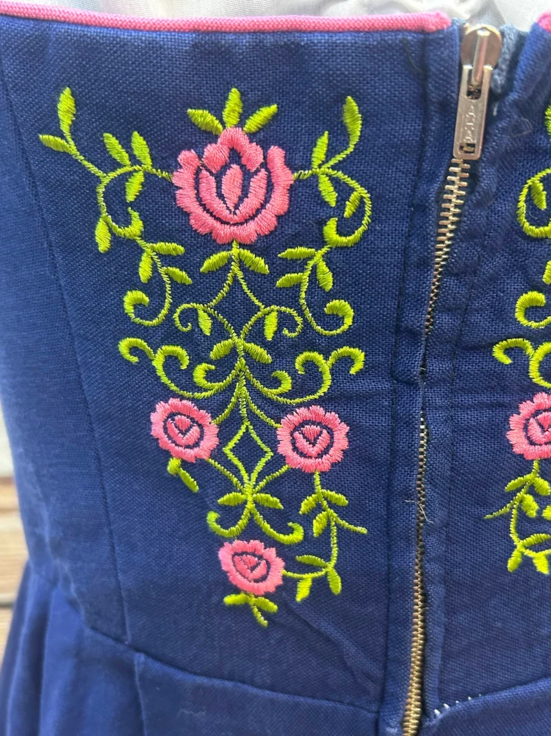 Vintage Dirndl blau grün - 3-teilig, Gr. 42