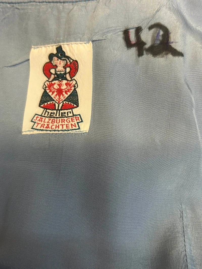 Vintage Dirndl blau rosa - 3-teilig, Gr.42