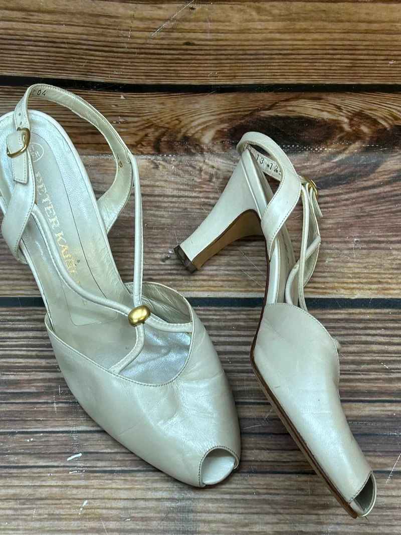 Peep-Toe-Slingbacks aus Echtleder – Größe 39