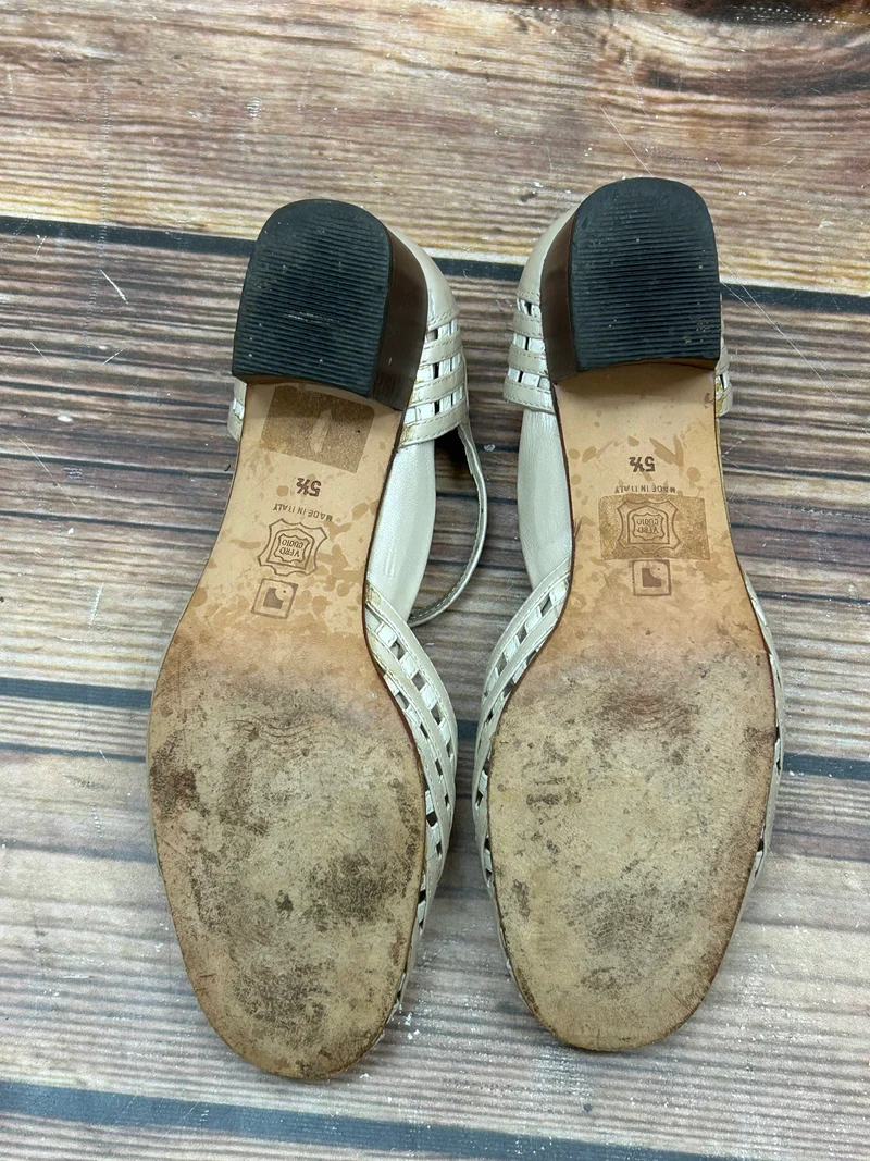 Vintage-Schuhe T-Steg-Sandalen aus Leder – Größe 38,5