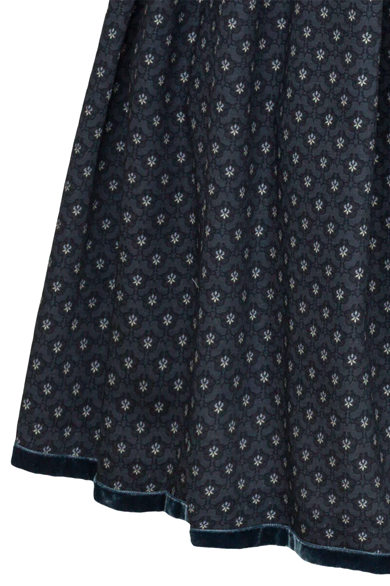 Baumwolldirndl lang blau gemustert