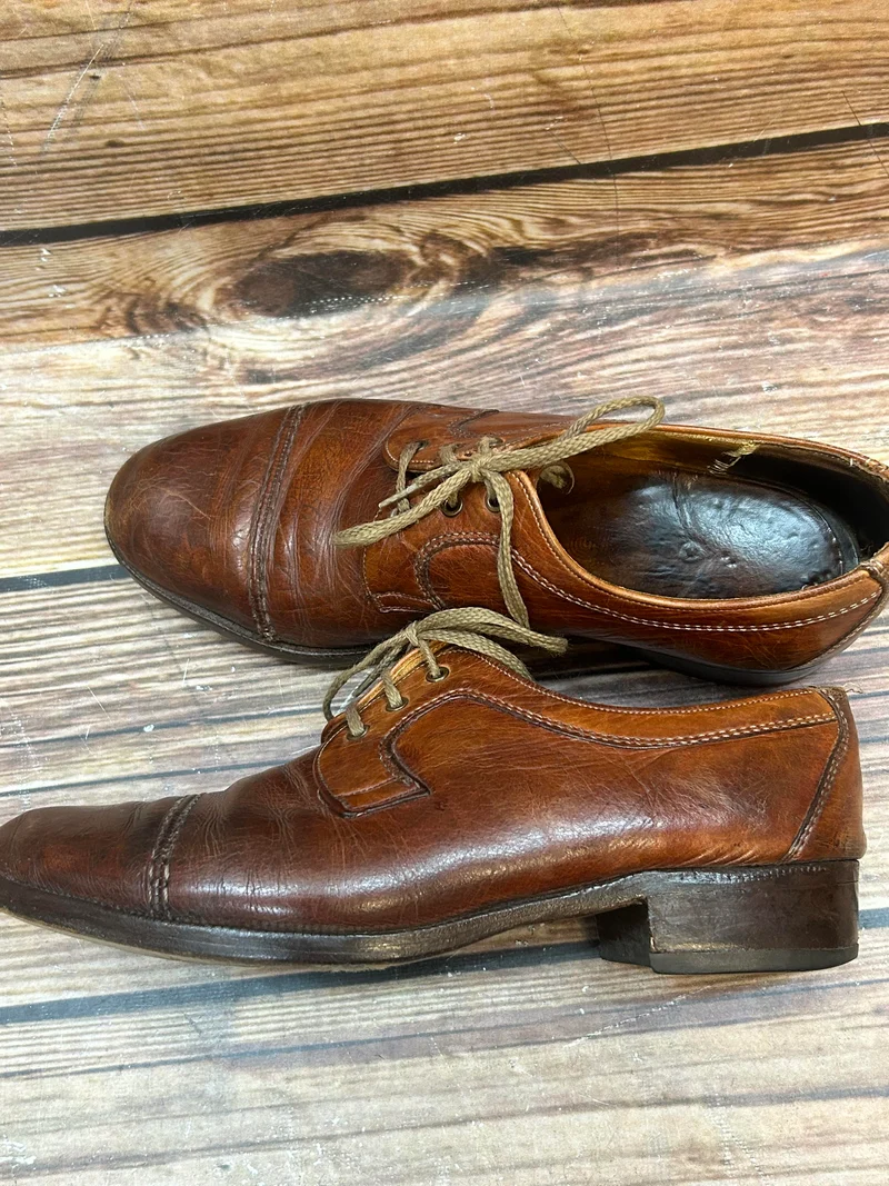Cognac-braune Vintage Lederschnürer – Gr. 7 ½ (≈ EU 41)