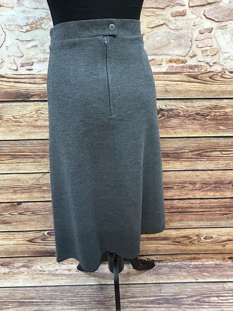 Vintage Wollrock grau A-Linie Midi 80er/90er Gr. 38–40