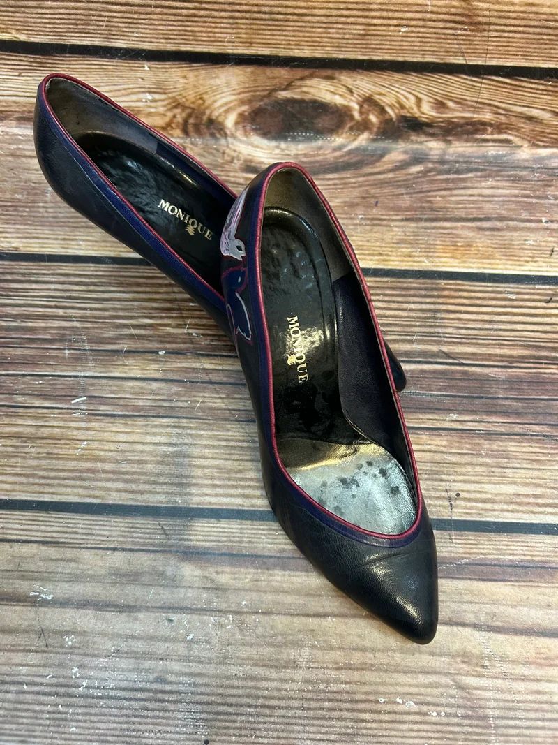Lederpumps 36 ½ – Navy / Rot, handbemalt, Made in Italy
