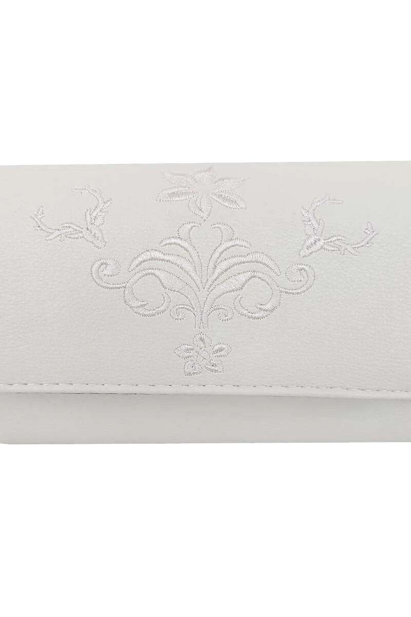 Damen Handtasche Glattleder-Optik Stickerei