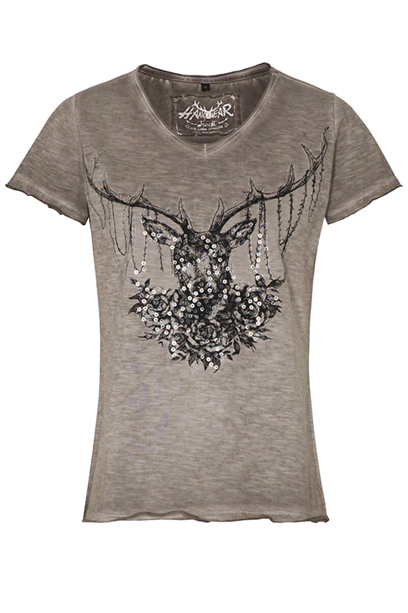 Damen T-Shirt Hirsch mit Pailletten