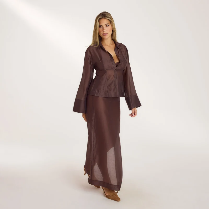 Transparenter Maxirock - Schokolade