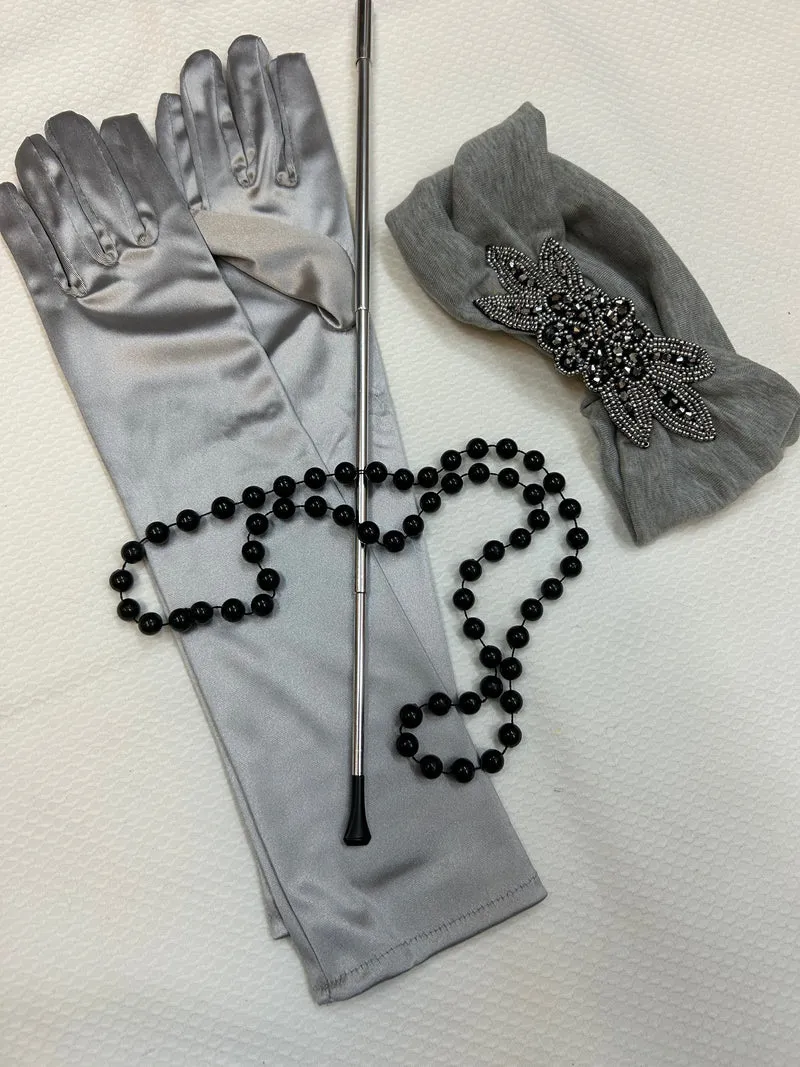 Elegantes 1920er Jahre Damen Accessoires-Set in Silber