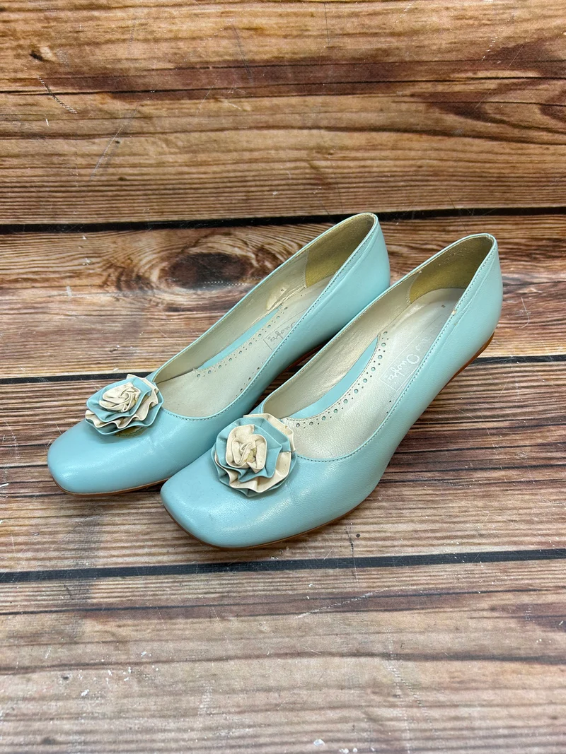 Vintage Türkis Damen Pumps Lederschuhe Gr. 38