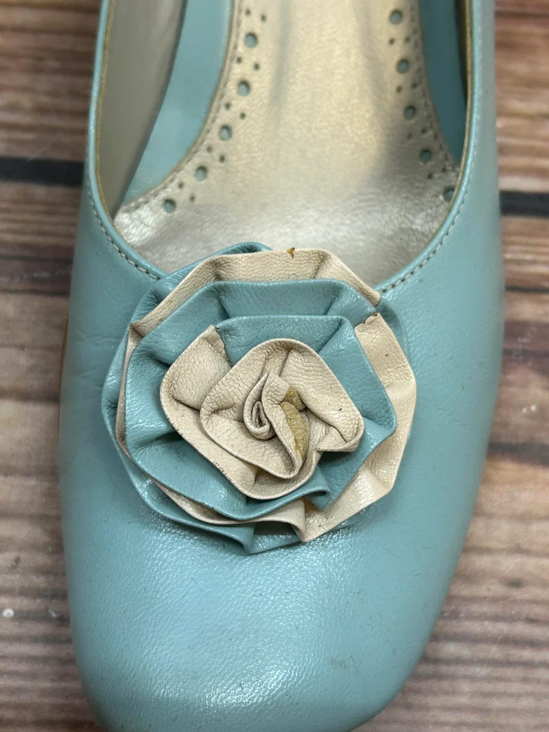 Vintage Türkis Damen Pumps Lederschuhe Gr. 38
