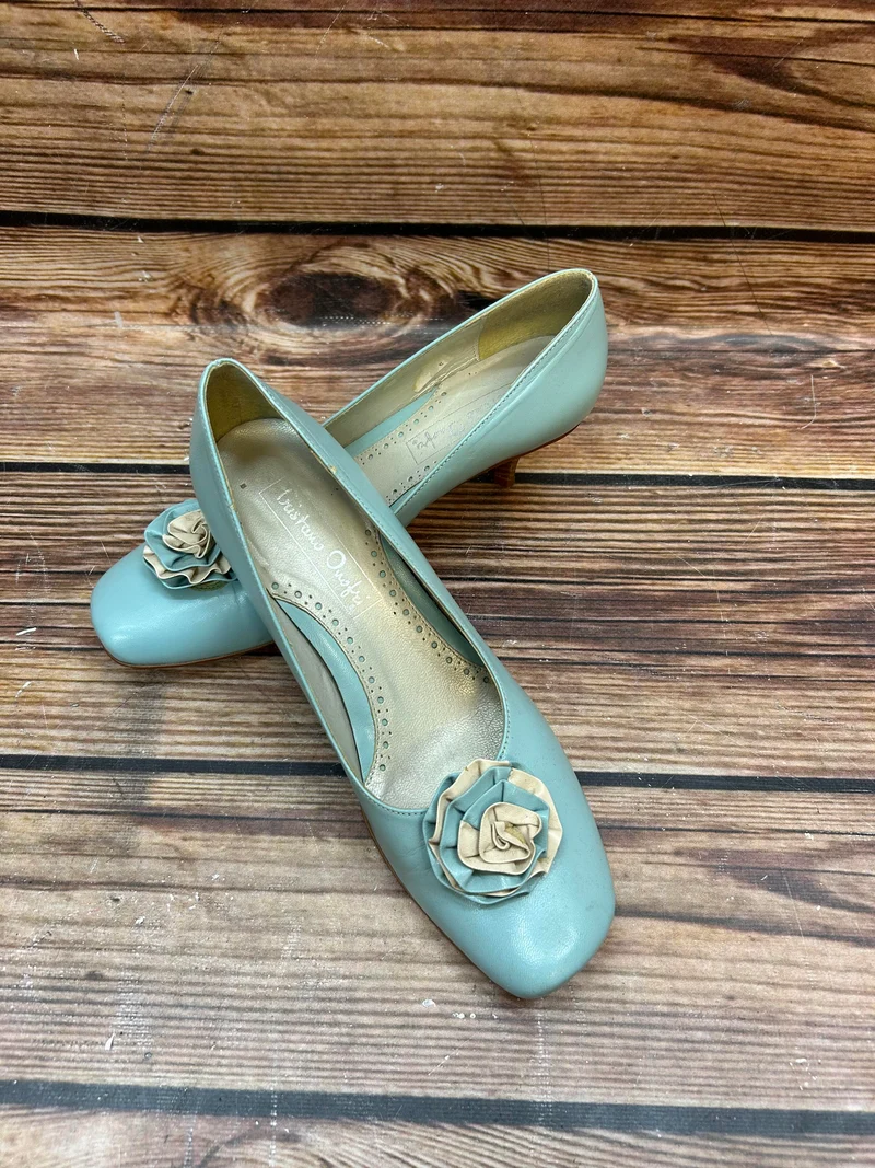 Vintage Türkis Damen Pumps Lederschuhe Gr. 38