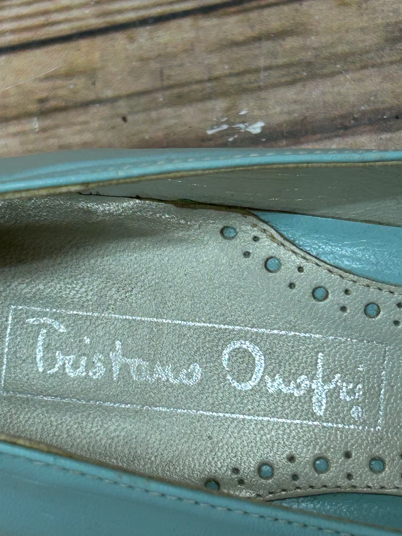 Vintage Türkis Damen Pumps Lederschuhe Gr. 38