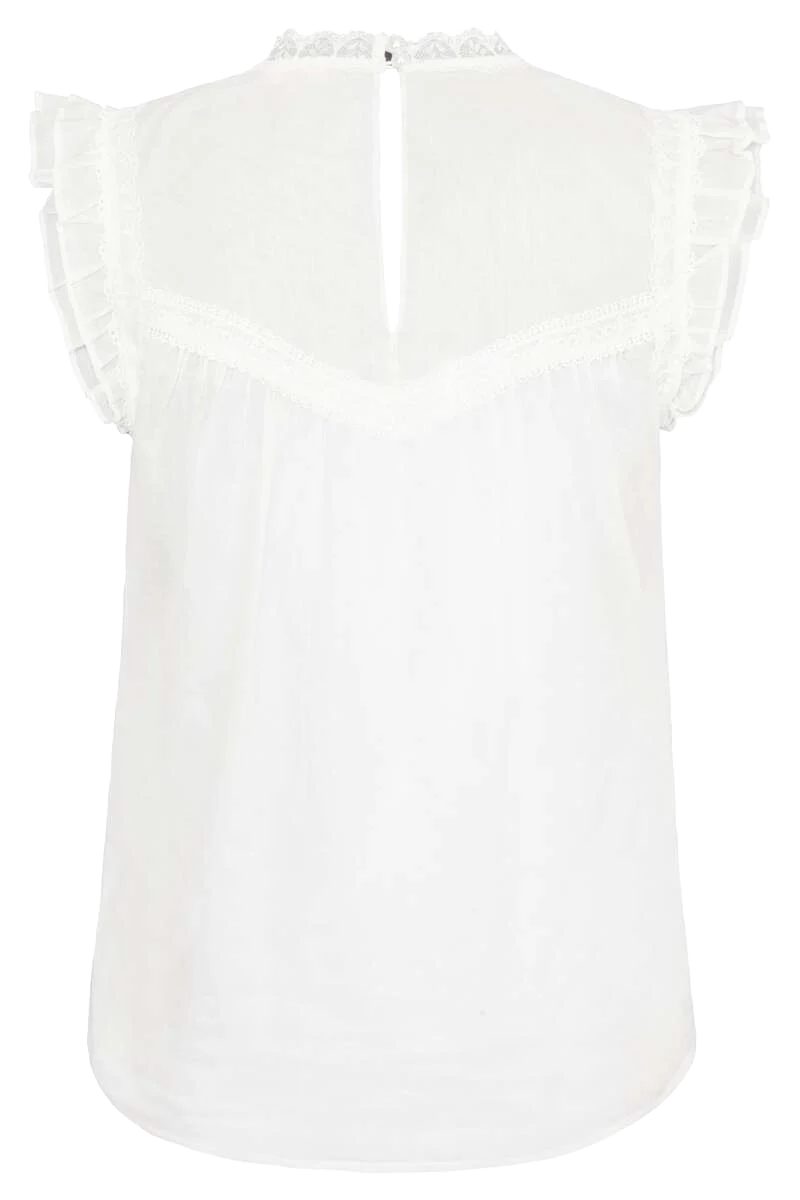 Trachtenbluse aus Baumwolle mit Spitze ohne Arm