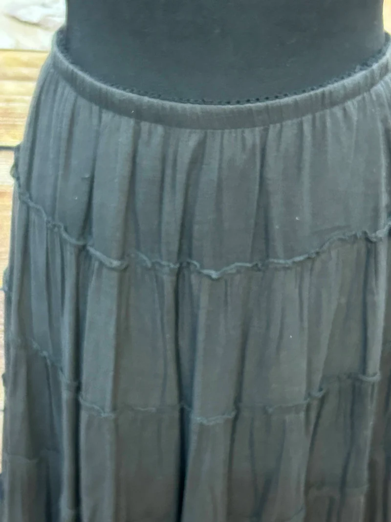 Vintage Rock schwarz Baumwolle Spitze Midi Kidal Gr. 36