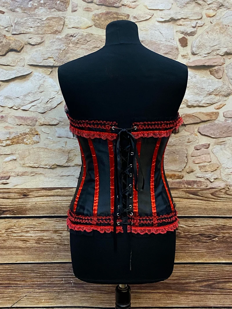 Vintage Korsett rot schwarz Gr.40