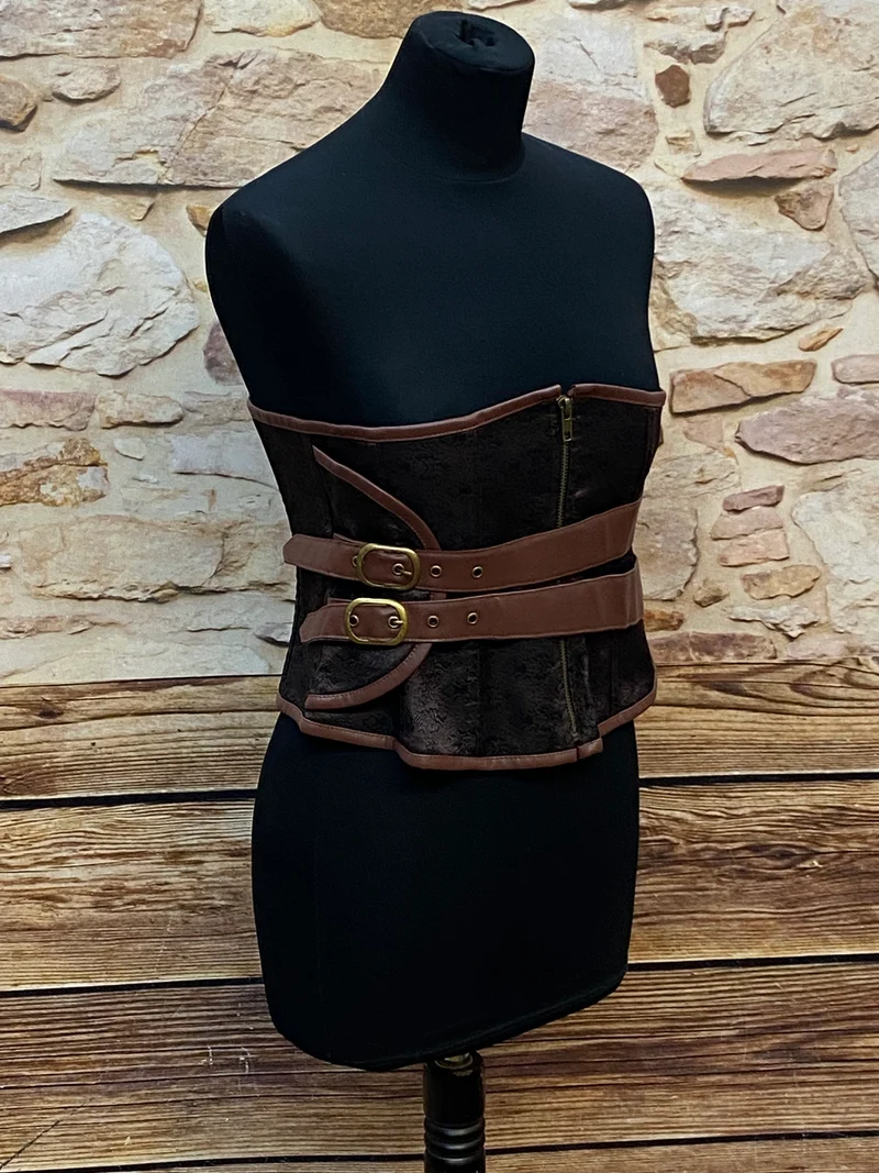 Steampunk Unterbrust-Corsage Braun Gr. 38