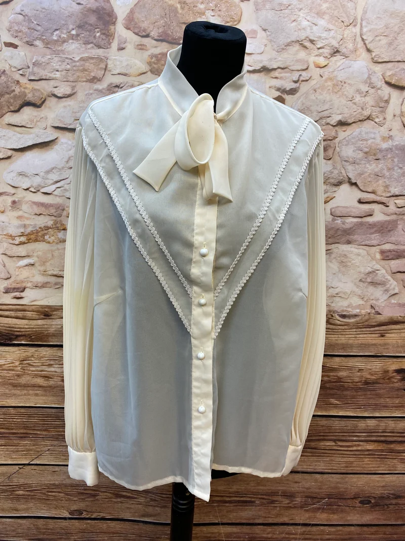 Schluppenbluse - Vintage - Ivory - Größe XL